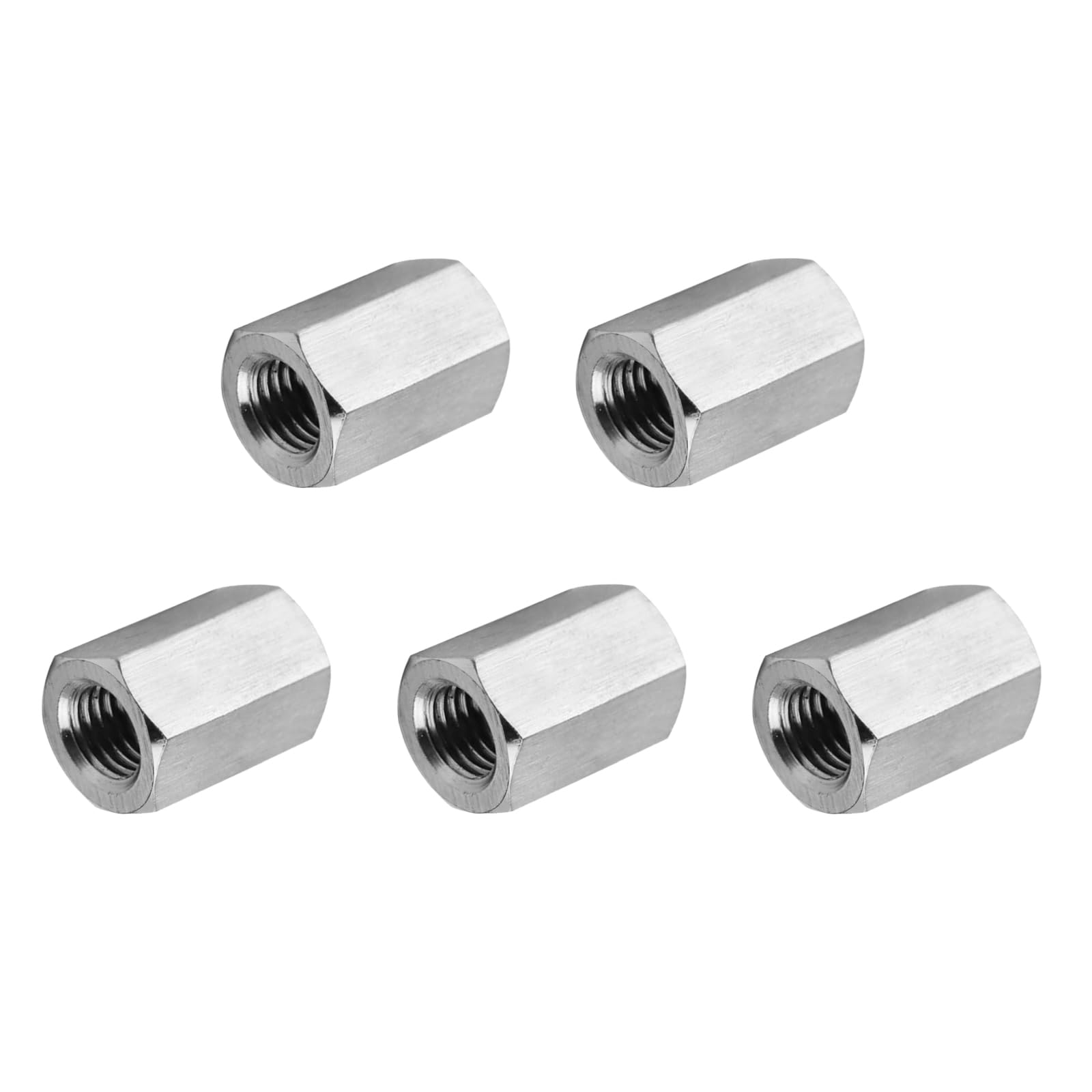 PATIKIL 10#-32 UNF 304 Stainless Steel Hex Coupling Nuts, 5 Pcs 12mm / 0.47" Length Fully Threaded Rod Coupling Nut Studding Connector Fasteners,