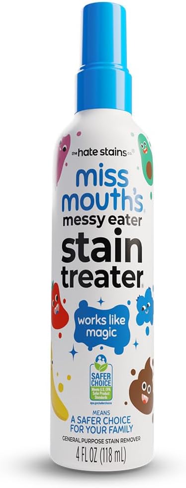 Miss Mouth's Messy Eater Stain Treater Spray - 4oz Stain Remover - Newborn & Baby Essentials - No Dry Cleaning Food, Grease, Coffee Off Laundry, Underwear, Fabric Miss Mouth's Messy Eater Stain Treater Spray - 4oz Stain Remover - Newborn & Baby Essentials - No Dry Cleaning Food, Grease, Coffee Off Laundry, Underwear, Fabric
