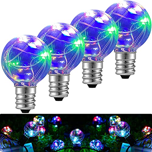 IELECMG G40 Replacement Bulbs, Outdoor G40 Globe Bulbs Bright Color Changing String Lights Bulbs E12 Light Bulbs 0.15W/4.5V (4 Pcs/1 Set)