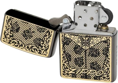 Encendedor Zippo de aceite vintage con diseño mariposa miniatura 3