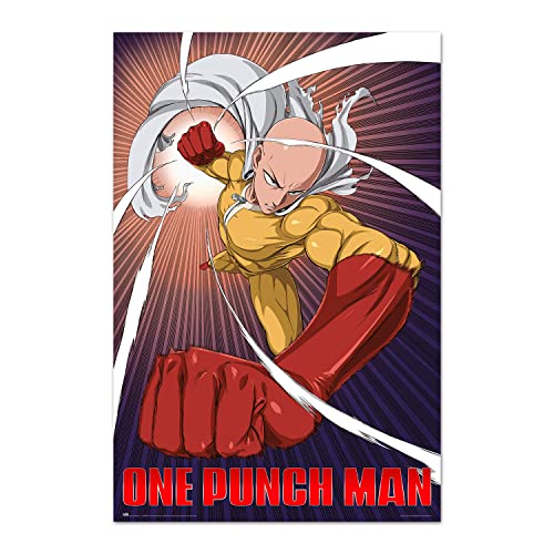 Grupo Erik Poster One Punch Man Saitama - Poster Man Saitama - Laminas decorativas 61x91,5cm a todo color | Posters para pared ideal decoración habitación