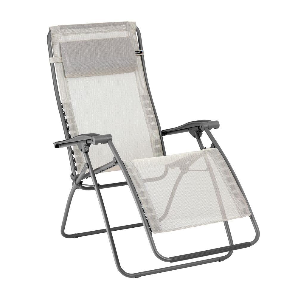 Lafuma Mobilier RSXA Clip - Sillón Relax Cero Gravedad - Silla Larga Plegable Terraza y Jardín - Lona Batyline® Resistente - Transat multiposición, Todo Confort, Fabricado en Francia - Beige Centeno