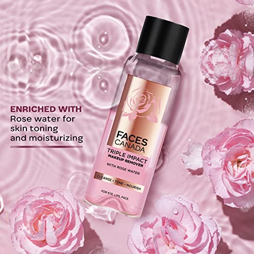FACESCANADA Triple Impact Makeup Remover, 120 Ml | With Rose Water | 3-In-1 Cleanse, Tone & Nourish | Deep Cleanses & Removes Makeup For Eyes, Lips & Face | Bi-Phasic Formula - Image 6