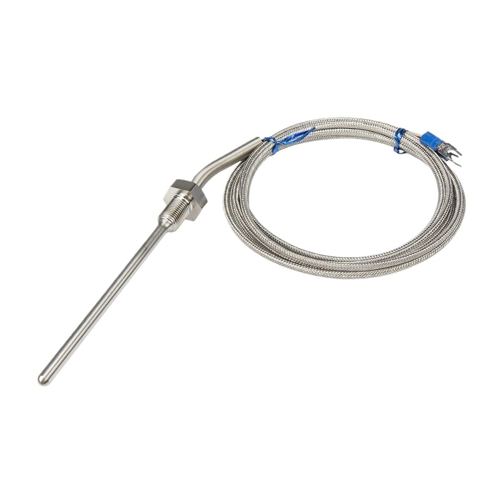 Cable trenzado metálico tipo PT100 de 2 m, cabezal de sonda de 100 mm, sensor de temperatura RTD(PT 1 2)