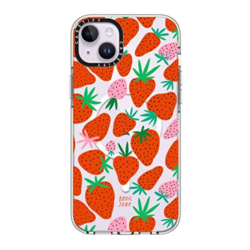 Coque transparente iPhone 14 Plus CASETiFY Fraises avec protection anti-jaunissement