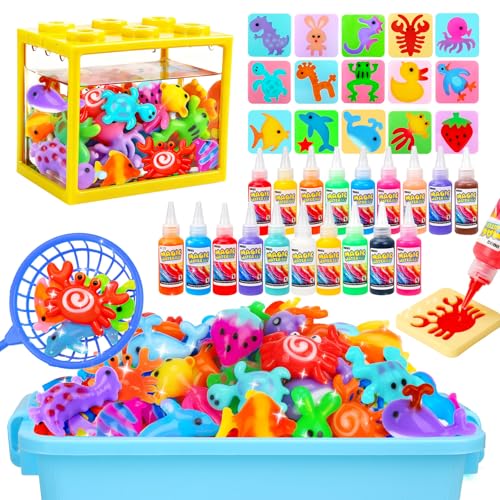 Aqua Fairy Water Gel Kit for Kids Magic Water Elf Toy Kit with 20 Magic Gel &16 Shape Molds-DIY Magic Elf Kits Make Your Own Water Pets Arts and Crafts for Kids 4-6 7 8 9 10 Year Old Boys Girls Gifts