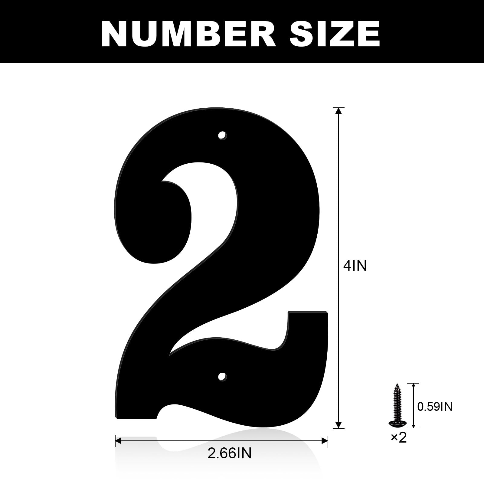 3" 4" 5" 6" 8" Metal House Numbers, House Address Letters and Numbers for Outside Signs, Metal Letters Door Numbers Signage Street Address Plaque for Garden Door Mailbox Decor (Number 2) - 3