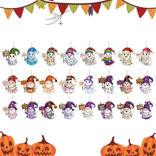 Calendrier compte à rebours Halloween 24 pendentifs fantômes et souvenir acrylique 2D