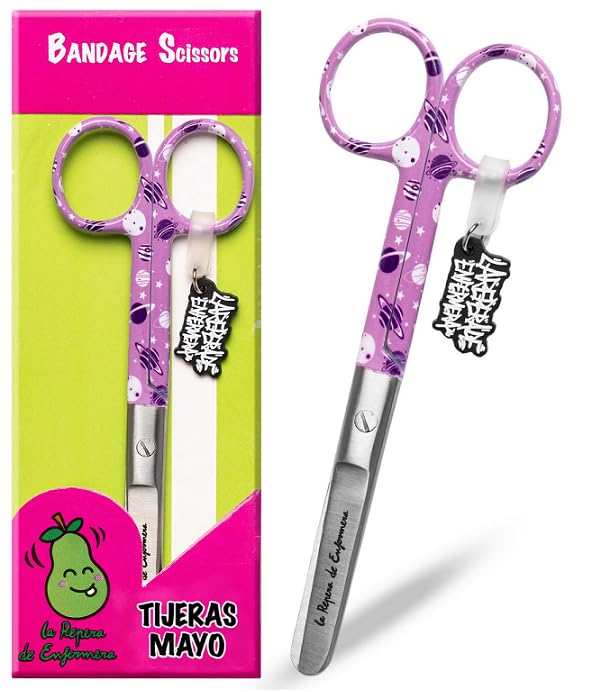 La Repera de Enfermera® Tijeras Enfermeria - Tijeras Mayo - Punta Roma Acero Inoxidable para Vendaje | Punta Redonda Profesional | Regalos de Enfermería y Accesorios Enfermera TCAE (PLANET SOUND)