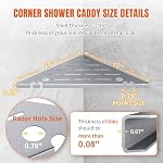 Shower Corner Shelf Organizer Rack with Hooks & Razor Hole, 2Pack-Silver - Image 2