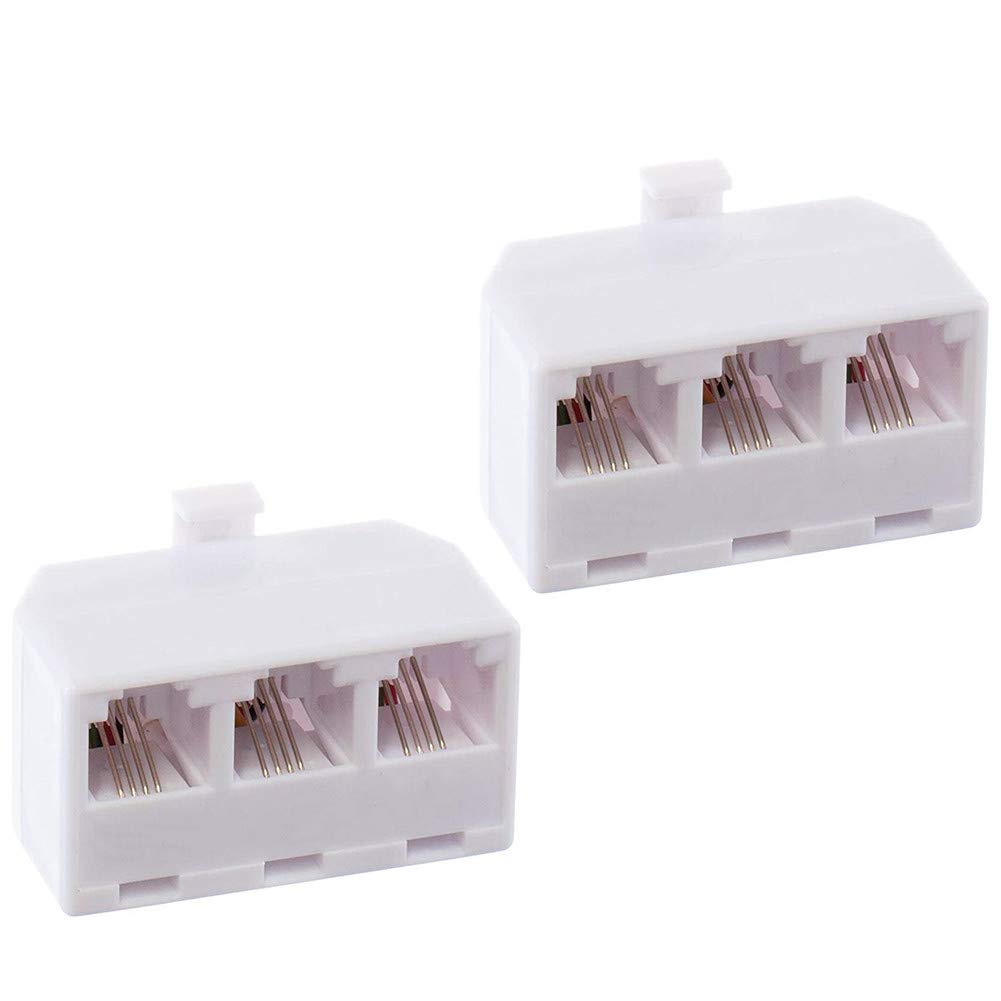 Phone Splitter 3 Way, 2Pack 1 to 3 RJ11 6P4C Telephone