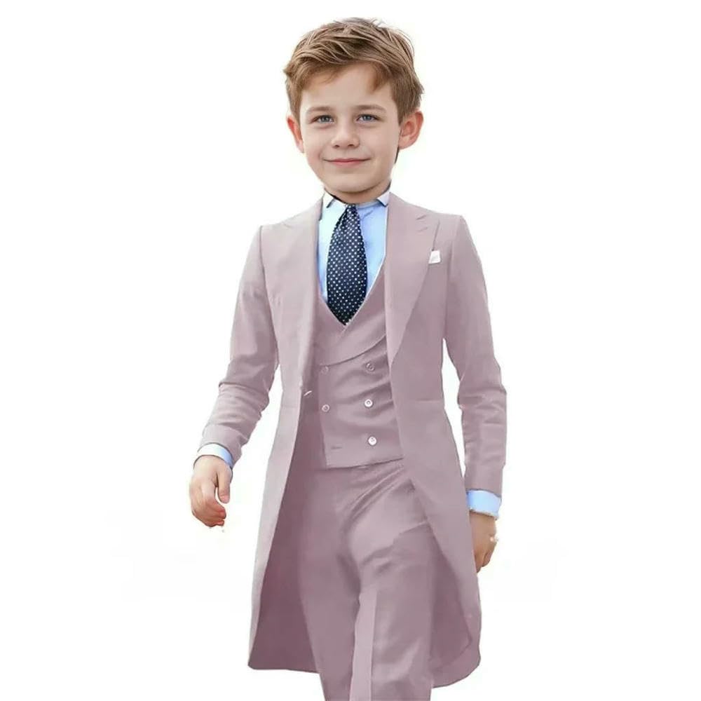 ZBDP - Completo formale per bambini dai 3 ai 16 anni, 3 pezzi, per matrimonio, smoking, gentiluomo, feste, completo per bambini, blazer, pantaloni e gilet