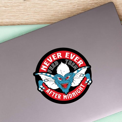 Image of Gremlins Never Feed Them After Midnight Adhesive Vinyl Decal - Spooky Gremlins Sticker for Car or Laptop