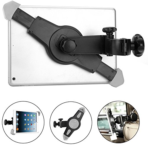 Headrest Mount,Dealgadgets Universal Tablet Car Seat Headrest Mount Holder for iPad Mini,iPad 2,3,4, iPad Air, iPad Air 2, Samsung Galaxy Tab, Tab Pro, tab3 7.0, tab4 7.0,tab lite7.0,and tab 8.4, Google Nexus , Sony Xperia, and other 7 inch to 10 inch tablets with Clean Cloth