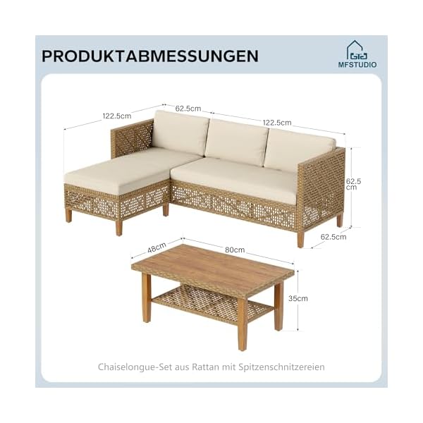 Patioco Rattan Lounge Set Beige 5-teilig