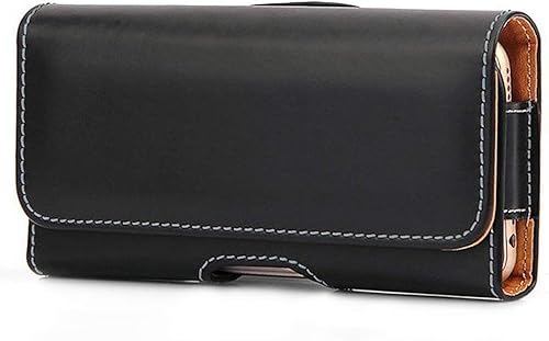 Toprime ベルトケース 6.3インチ横型 スマホポーチ レザー 携帯ポーチ スマホケース スマホホルダー U字型クリップ 作業用 iPhone16promax,16plusなど携帯の本体長さ16~17cmまでのスマホ対応