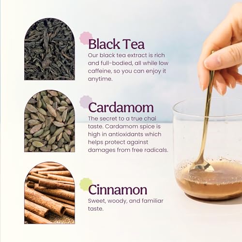 Image of Blume Superfoods Latte - Vanilla Chai Blend with Black Tea, Cardamon, Cinnamon, Low-Caffeine, Low-Sugar, Organic, Keto Friendly, Vegan, Mushroom Blend- 25 Servings