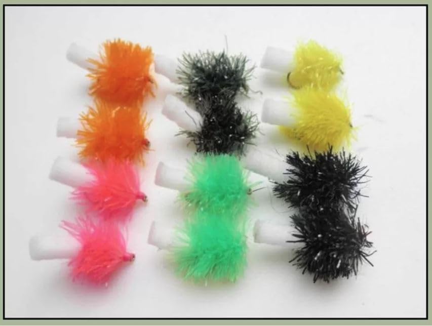 12 Mixed Foam Ass Blobs - Full Colour Range Size 10 Lures, FAB Flies (Barbed)