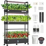 Growell Large Basket Hydroponics Growing System Kit, 48 Pods Vertical Hydroponic Garden with 2 Grow Light Modes, Auto Circulating Water System, 40L Indoor Gardening System for Herb Vegetable Fruit