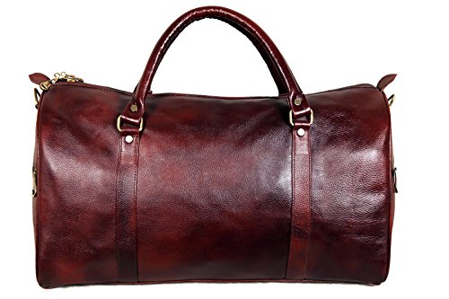 Image of RICHSIGN Leather Accessories 24 litres Duffle Bags for Men Travel (Brown)(Weight-1 KG /1000 GR)(Dimension = H- 12 x L- 20 x W- 8 Inch)