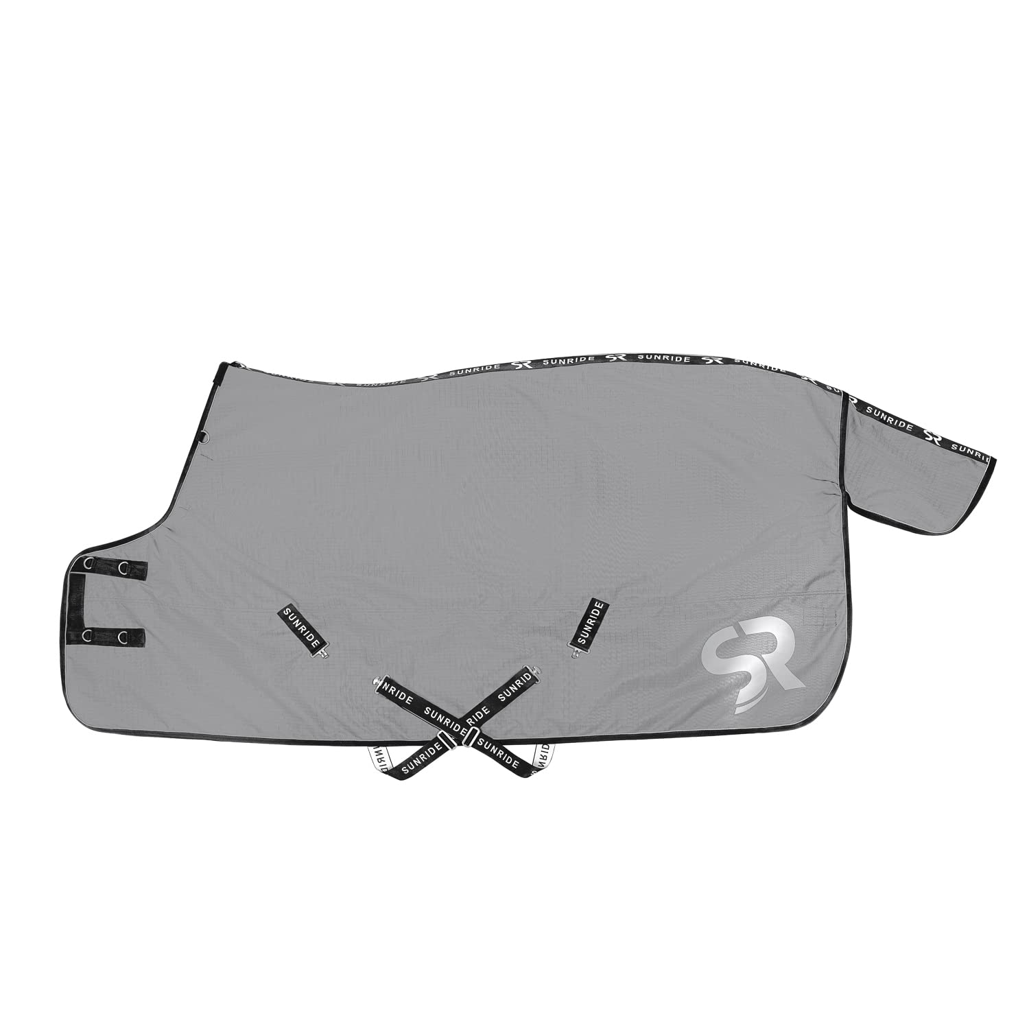 SUNRIDE Manta Invierno Caballo 450g (Alaska) – 1200D Impermeable – 3000 mm – Transpirable – Compatible con Liner – Cuello Desmontable – Reflectante (140 cm, Gris)
