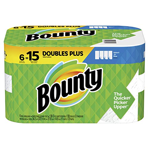 Bounty Select-A-Size Paper Towels, 6 Double Plus Rolls = 15 Regular Rolls