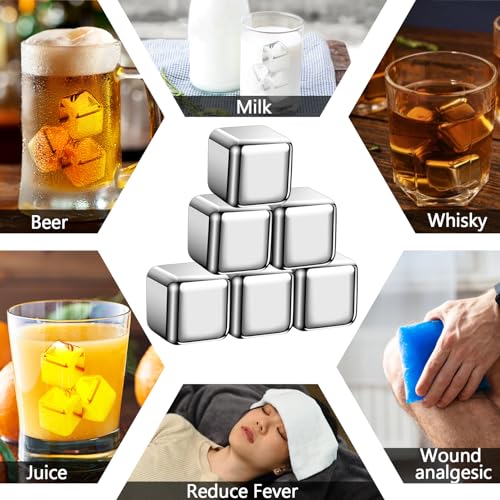Set 18 Cubos de Hielo de Acero Inoxidable 1 Pulgada con Pinzas miniatura 7