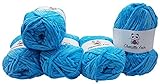 5 x 100 Gramm Babywolle Ilkadim 5 x 100 Gramm Chenille Fine Strickwolle, Babywolle, 500 Gramm Wolle Super Bulky (blau 300-12)