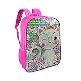 Mochila Costas Escolar Infantis Meninas Gatinha Cindy Luxcel Cor:Rosa;Tamanho:M