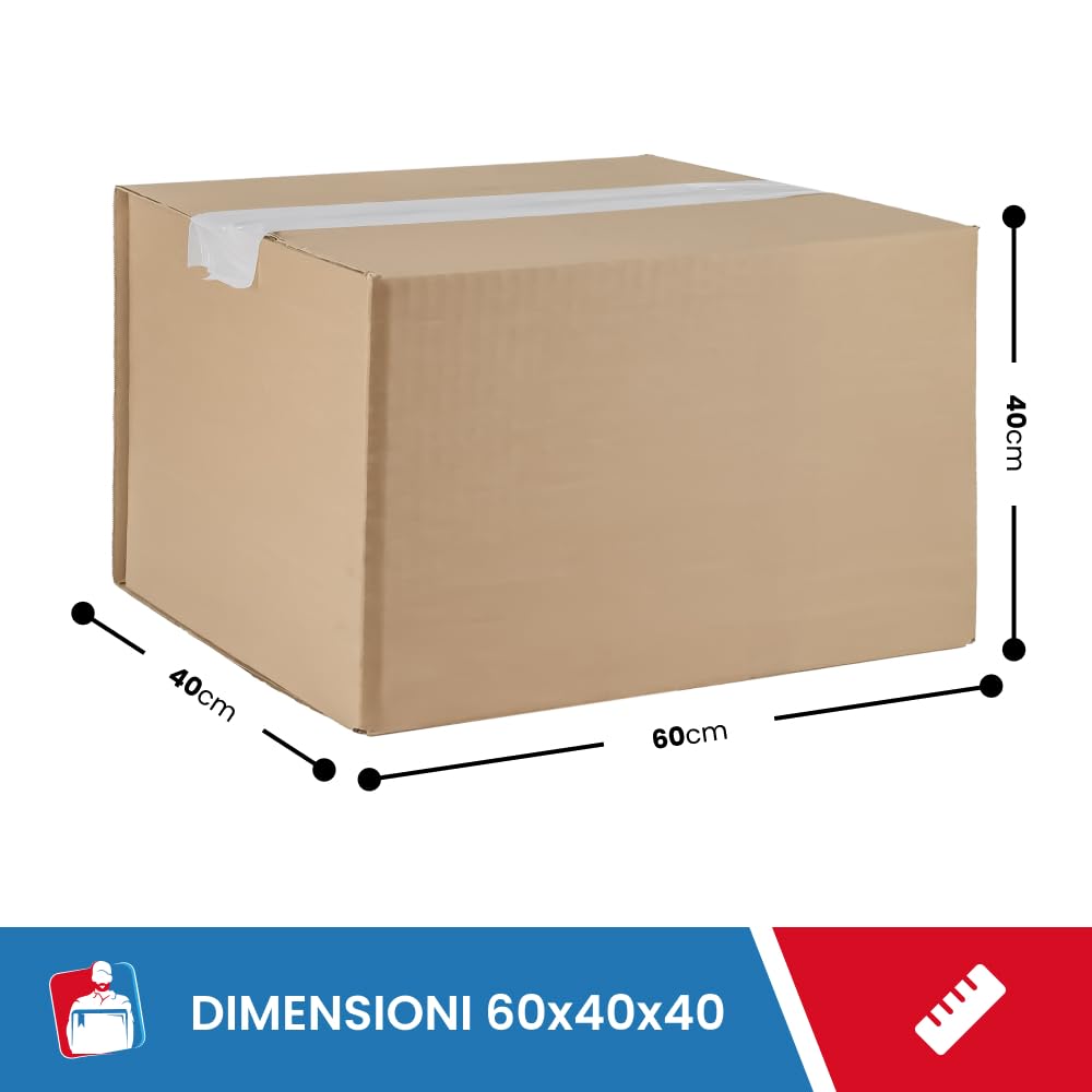 Scatole Cartone a Doppia Onda 60x40x40cm 10 Unità Trasloco Resistenti Spedizioni