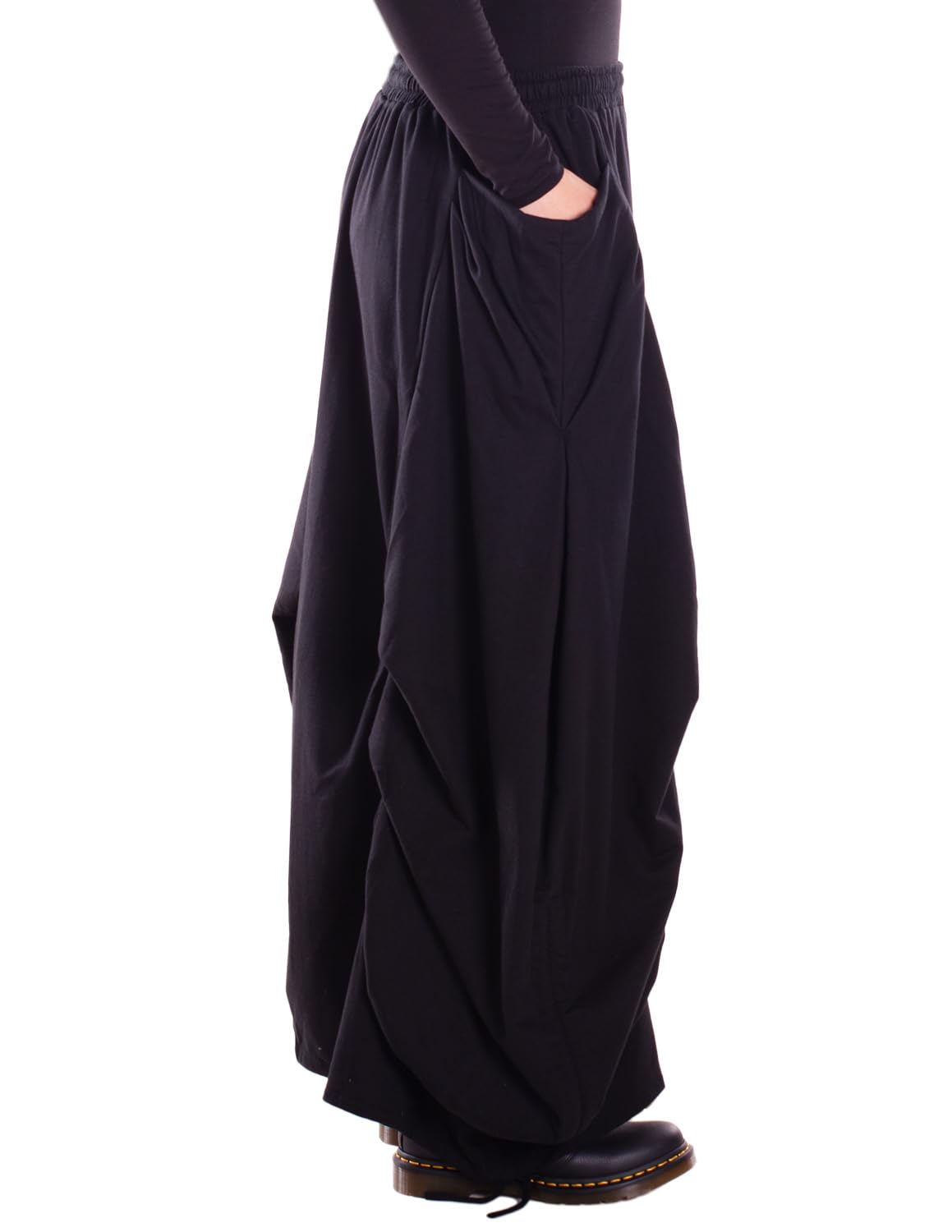 Vishes Alternative Bekleidung - Damen Maxi-Rock XXXL Baumwolle asymmetrisch Langer Warmer Rock im Lagenlook mit Taschen
