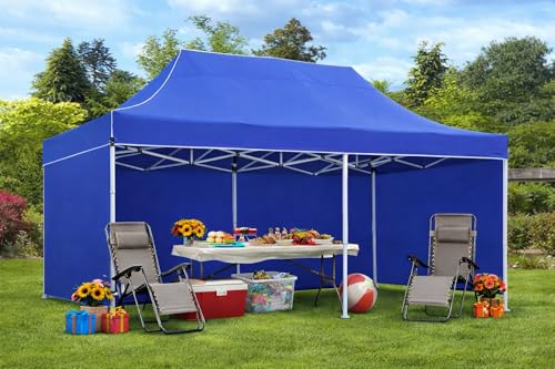 Image of 10x20 Gazebo Canopy Tent Heavy Duty Waterproof Garden Gazebo with 3 Plain Side Walls for Events, Party, Wedding, Terrace & Lawn | Strong Metal Frame