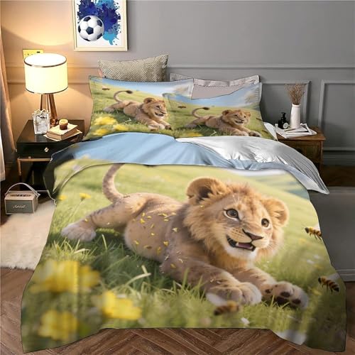 Housse de couette lion 3D en microfibre résistante de qualité supérieure