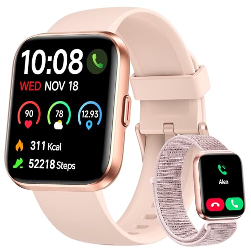 Image of Woneligo Smart Watch for Women, Answer /Make Calls, Alexa Built-in, 1.85 inch Touch Screen Fitness Tracker for Android & iPhone, Heart Rate /Sleep /SpO2 Monitor Smartwatch, Waterproof (Rose Gold)