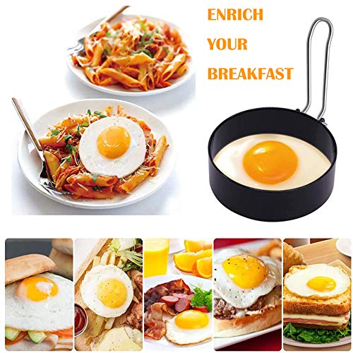 Professional Egg Ring Set,4 Pack Stainless Steel Egg Cooking Rings with Brush, Non Stick Circle Shaper Pancake Mold, Kitchen Cooking Tool for Frying Breakfast Sandwiches Fried Egg Mcmuffin Ring - Thumbnail 6
