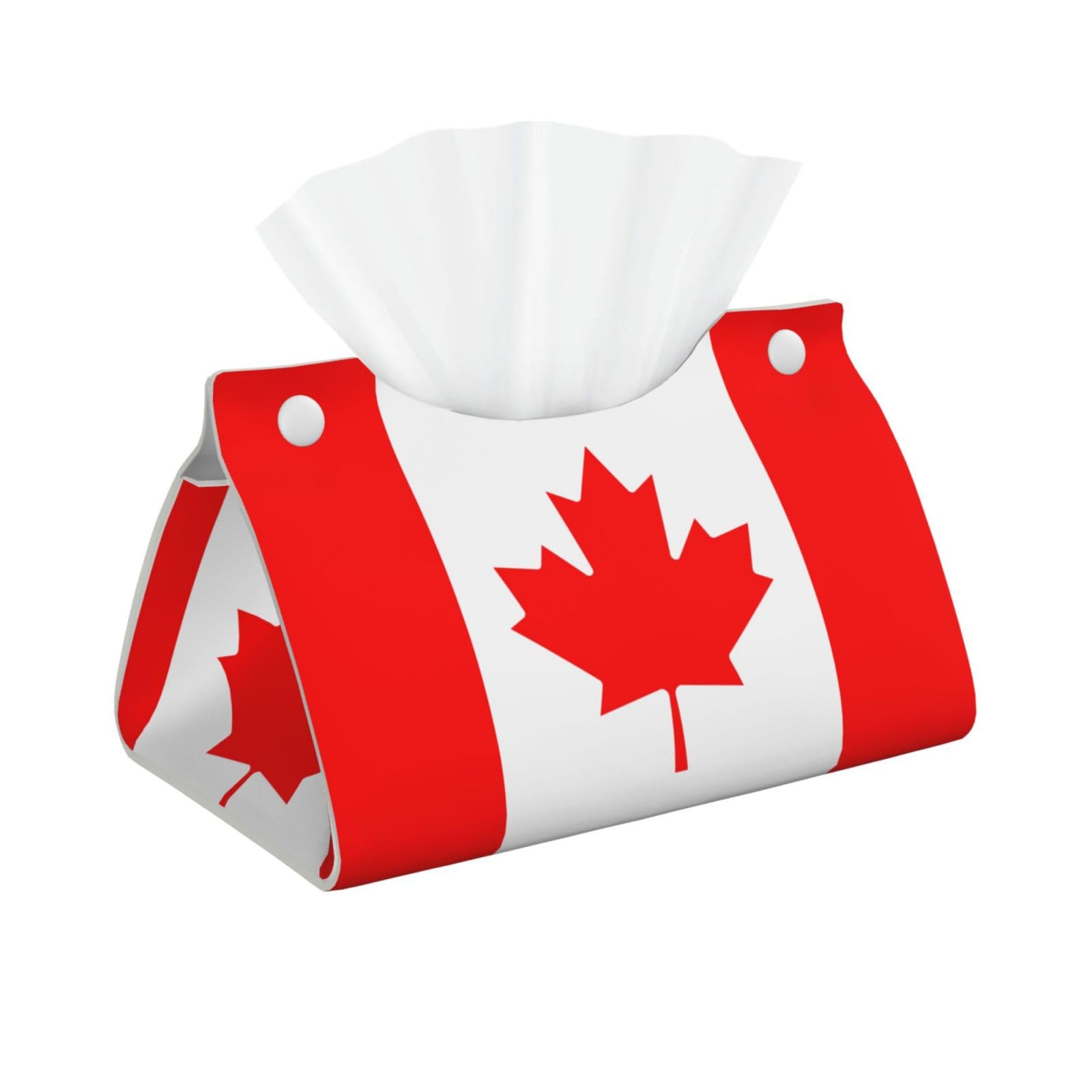 Canadian flag Rectangular Leather Tissue Box Cover, Folding Facial Tissue Holder Dispenser for Car