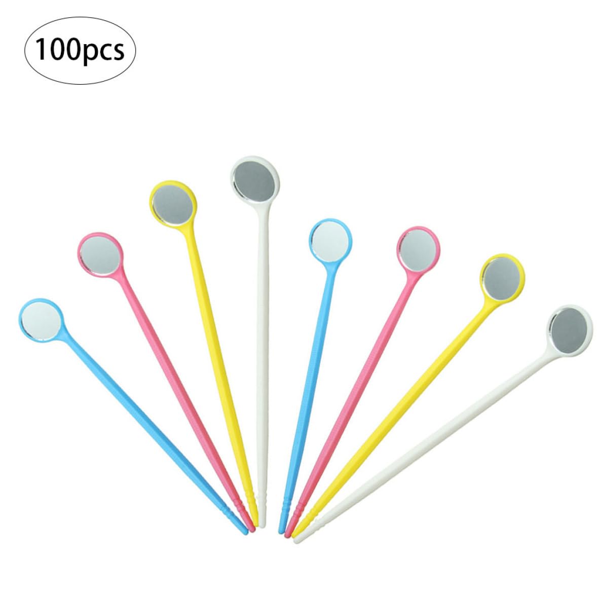 100pcs Mundprüfungsreflektor 6.30x0,79 Zoll Zahnspiegel Einweg-Anti-Fog-Mundspiegel tragbare Zahnwerkzeuge mit PC-Tool ohne Schlupfgriff, zufällige Farbe, zufällige Farbe