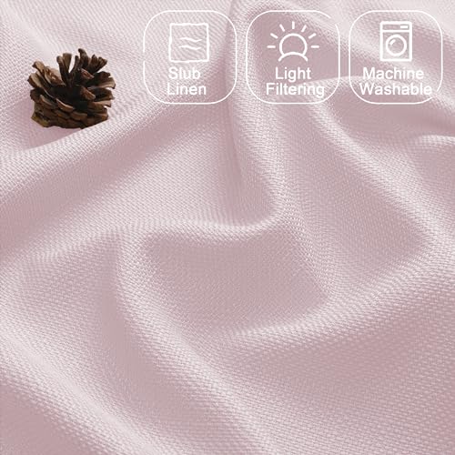 Chyhomenyc Blush Pink Faux Linen Textured Small Cafe Curtains - Light Filtering Short Window Curtains for Bathroom - 30x30 Inch, 2 Pieces - Thumbnail 3