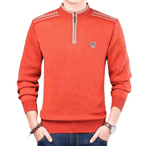 Men's Half Zipper Knitted Stand up Collar Fashionable Long Sleeved Base Sweater top for Autumn and Winter