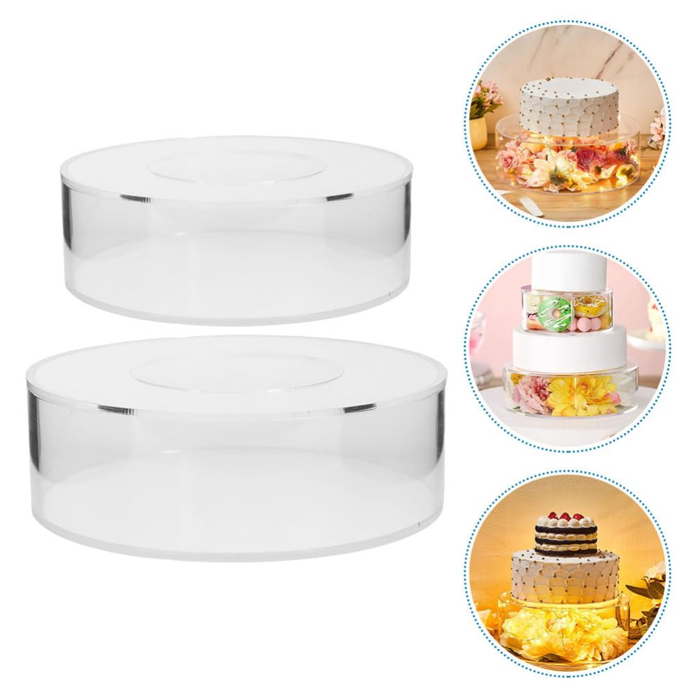 STOBAZA 2 Pezzi Alzata per Torta in Acrilico Trasparente Riempire, Alzata Rotonda Torte 25cm e 15cm per Compleanni Matrimoni Feste Decorazione