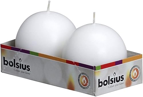 Miniatura 9 de Bolsius Juego de 2 velas de bola de marfil  Juego de velas sin perfume de 2.75 pulgadas  Velas de cena sin goteo sin humo  Perfecto para velas de