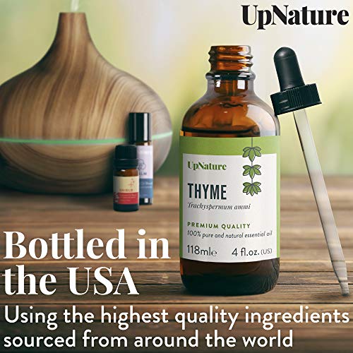 Thyme Essential Oil 4 OZ - Relieves Sore Throats - Pure, Unrefined, Non-GMO -Treats Stomach Aches, Antiseptic & Calms and Soothes Skin - with Dropper by UpNature - Thumbnail 6