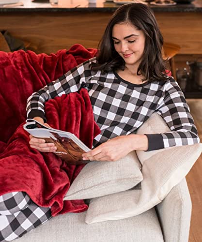 Ekouaer Pajama Set For Women Long Sleeve Crewneck Pullover Tops With Pants Plaid Pajamas & Sleepwear #TOP2