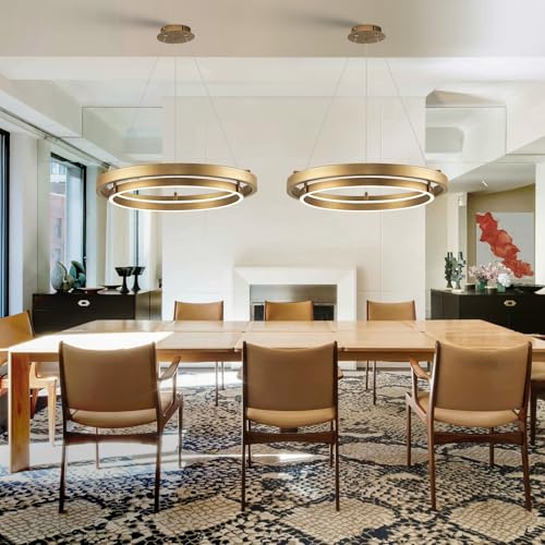 Image of LED 2 Ring Brass Gold Chandelier Dimmable Up Down Light