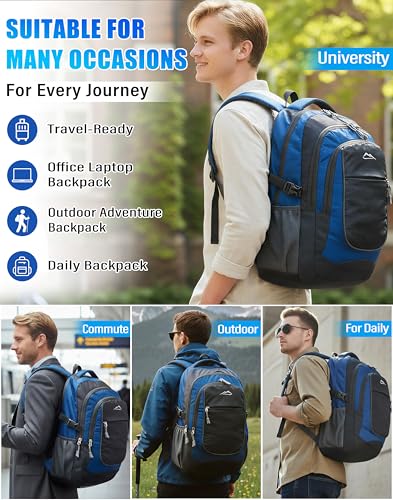 Image of ProEtrade Extra Large Backpack Bookbag for College Travel Laptop Business Hiking Backpack Fit Laptop Up to 17 Inch Sturdy Multi Compartment Gifts for Men Women Night Light Reflective (Light Blue)
