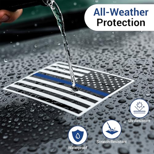 Image of Police Law Enforcement Vinyl Flag Stickers, Car Decals, Waterproof Indoor Outdoor, Laptop Stickers, Car Bumper, Flag, 5 x 3 Inches, Set of 3