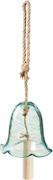 Evergreen Art Glass Speckle Teal Floral Shaped Bell Chime
