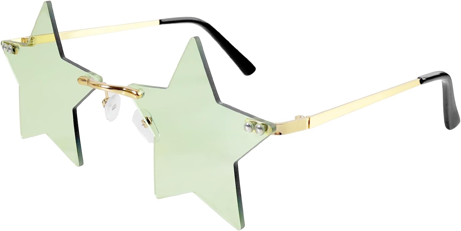 Rimless Star Shape Sunglasses Fashion Glasses Women Men Party Christmas Cosplay Glasses Pentagram Sunglasses