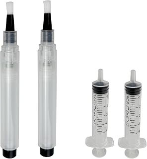 Refillable Touch-Up Paint Pen for Walls, Wood Furniture & Home Repair | Precision Syringe Applicator Brush with Fillable Paint Marker | Small Paintbrush for Indoor Surfaces (2 Count)