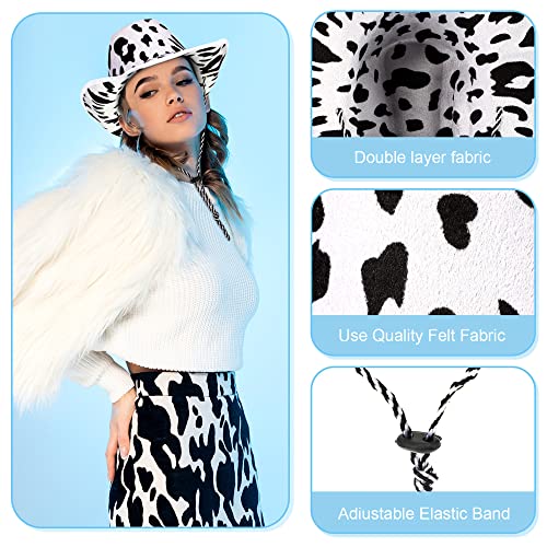 Zhanmai 12 Pieces Cowboy Hats Bandanas Western Party Cowboy Hat Bulk Costume Cowgirl Hat Party Pack Men Woman Party (Milk Print) #TOP4